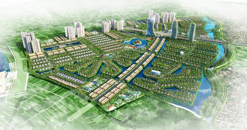 Toàn cảnh cảnh quan xanh mát và quy hoạch tổng thể đẹp của khu biệt thự Lan Anh