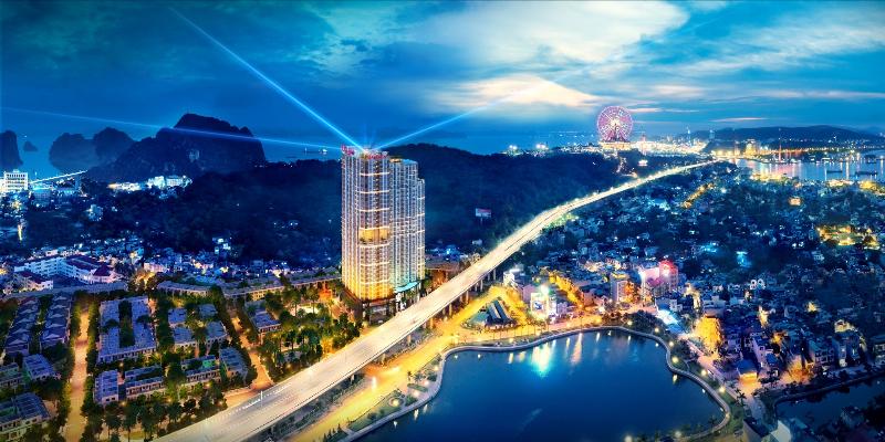View Vịnh Hạ Long và thành phố từ một khách sạn 4 sao ở Hòn Gai
