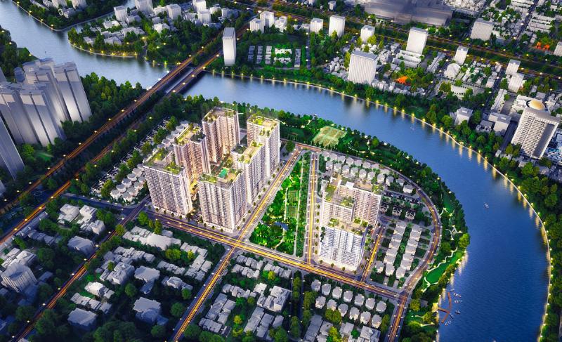 Trẻ em vui chơi tại khu sân chơi ngoài trời của dự án Sunrise Riverside