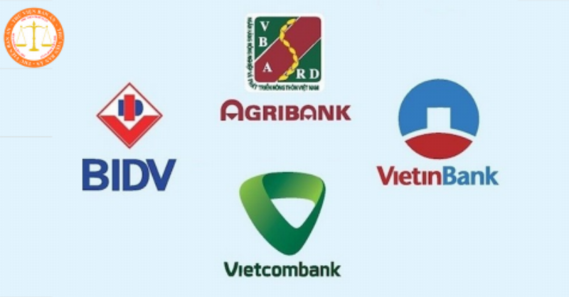 Logo của 4 ngân hàng thương mại cổ phần lớn có vốn nhà nước chi phối/100% vốn nhà nước tại Việt Nam: Vietcombank, BIDV, VietinBank, Agribank