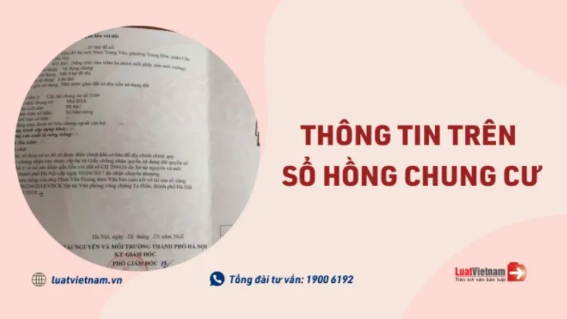 Một sổ hồng (giấy chứng nhận quyền sở hữu) mẫu cho căn hộ chung cư (ẩn thông tin cá nhân)