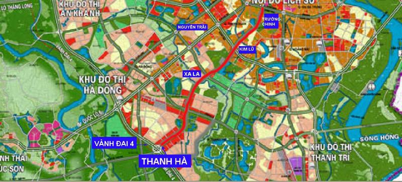 Sơ đồ quy hoạch tổng thể Khu đô thị Thanh Hà Cienco5 Mường Thanh minh họa các phân khu chức năng