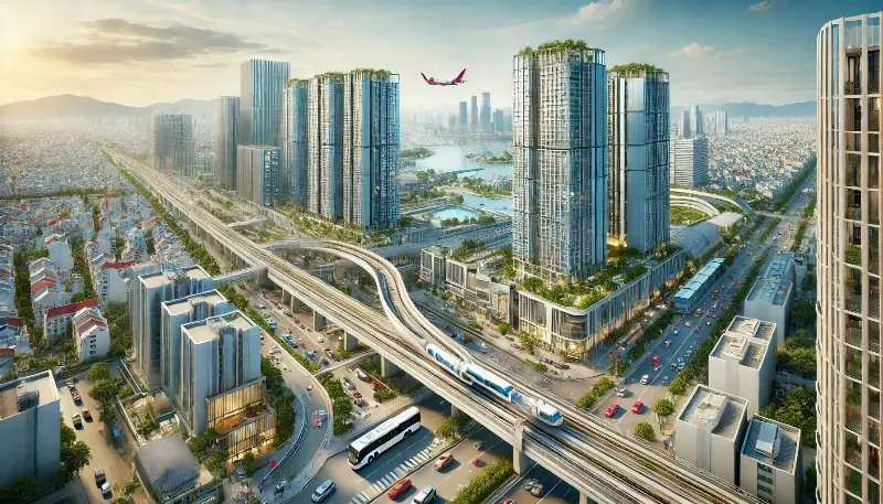 Hình ảnh phối cảnh hoặc bên ngoài của Vincom Plaza Bắc Từ Liêm nổi bật giữa khu vực đô thị mới