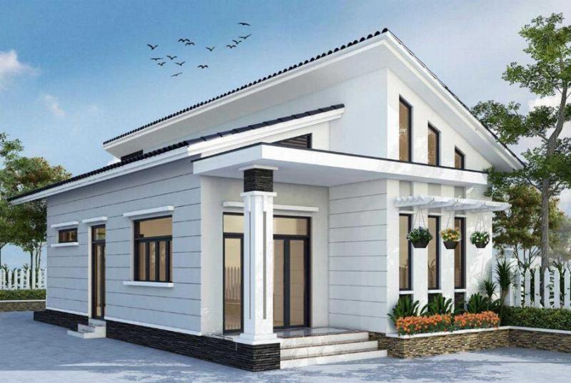 Thiết kế nhà ngang cấp 4 nông thôn mái Nhật hiện đại với đường nét tối giản và màu sắc trang nhã