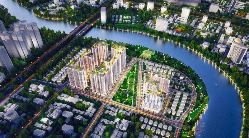 Bản đồ hoặc hình ảnh minh họa các tiện ích ngoại khu quanh dự án Sunrise Riverside